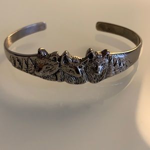 Marked Wolf wolves cuff bracelet engraved